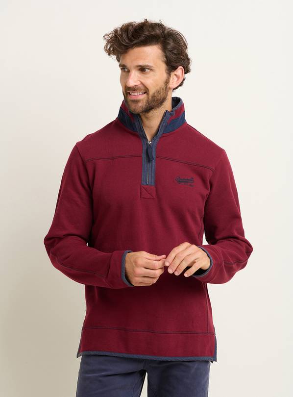 Buy BRAKEBURN Burgundy Pique Quarter Zip XXL | Sweatshirts