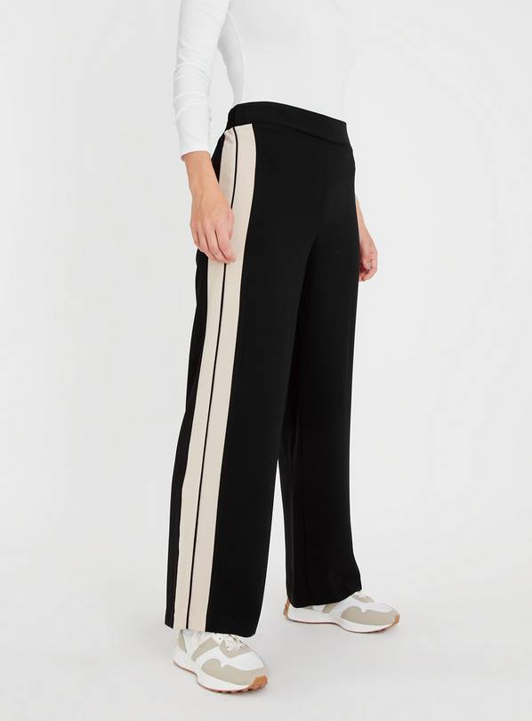 Black Stripe Wide Leg Trousers 10S