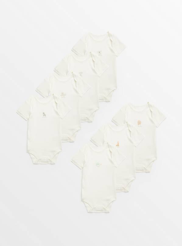 Cream  Days Of The Week Animal Bodysuits 7 Pack 18-24 months