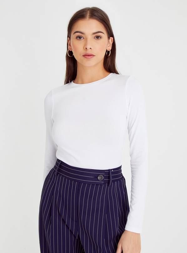 Buy White Long Sleeved Bodysuit 26 Tops Tu