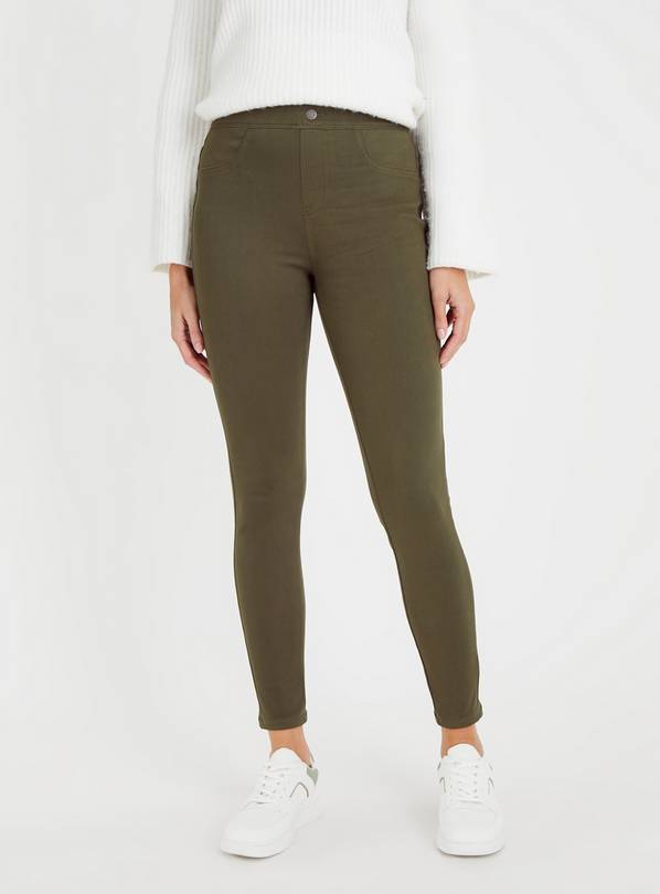 Free People Easy Goes It Denim Legging Khaki Jegging Pant l ShopAA