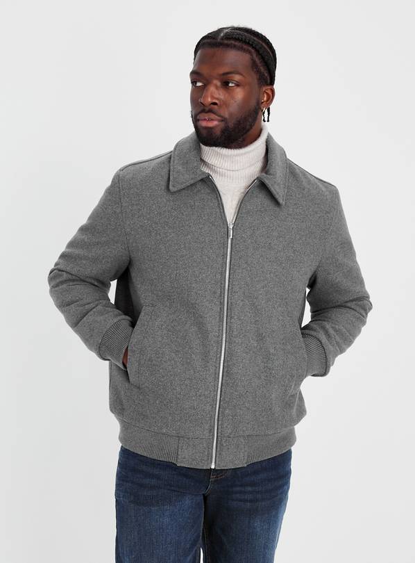 Buy Charcoal Wool Harrington Jacket S | Coats and jackets | Tu