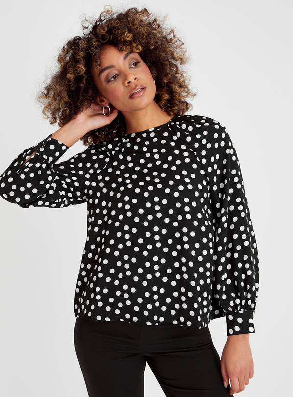 White and 2024 black spot blouse