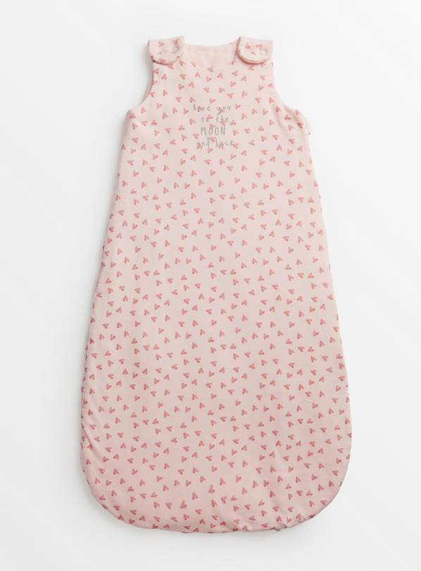 Buy Heart Print Pink 2.5 Tog Sleeping Bag 0-6 Months | Sleepsuits and ...
