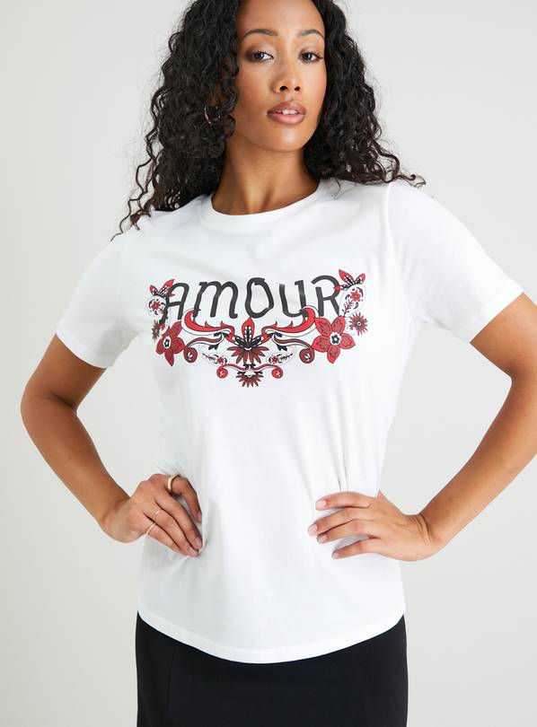 White Amour Slogan T-Shirt 18