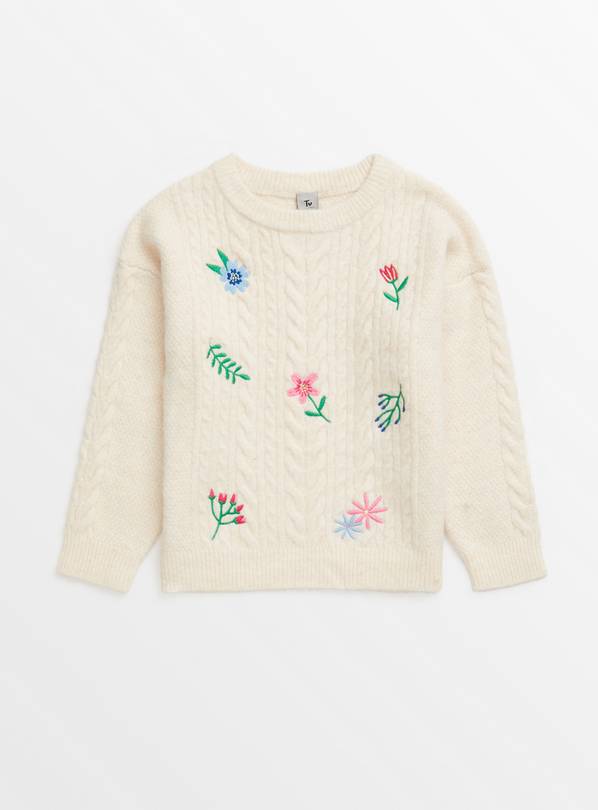 Cream Floral Cable Knitted Jumper 3 years