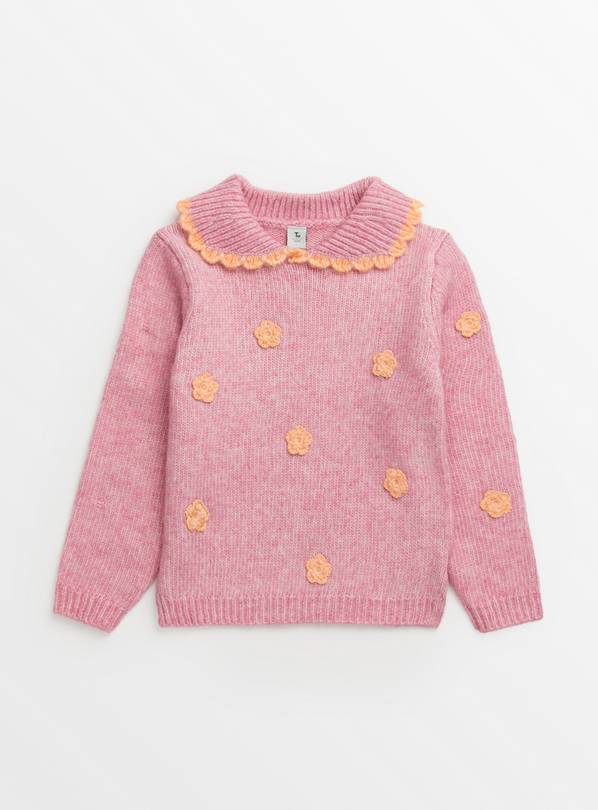 Pink Collared Floral Jumper 11 years