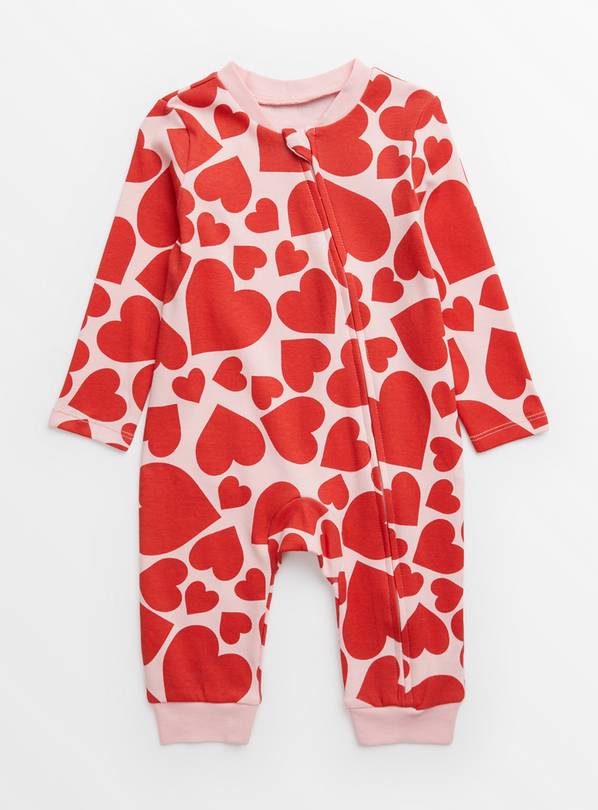 Pink Valentines Heart Sleepsuit Up to 1 mth