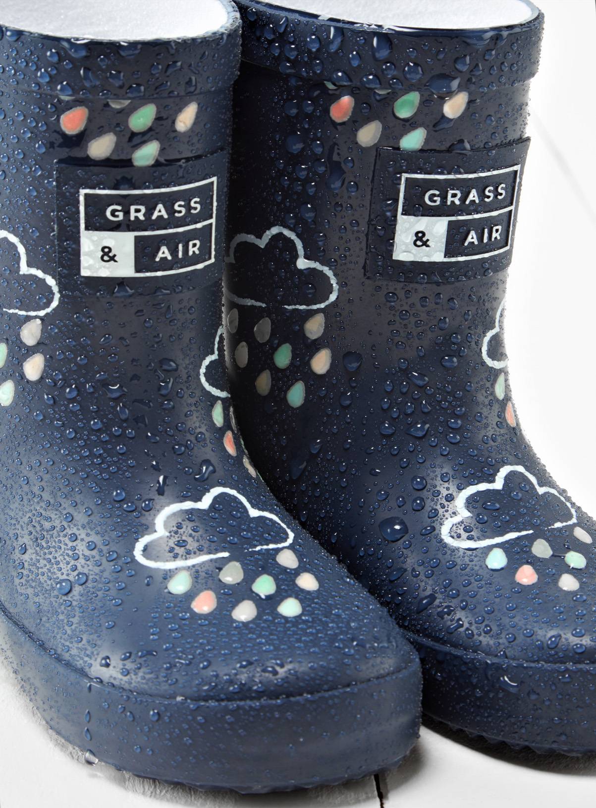 GRASS & AIR Kids Navy Colour Revealing Wellies 4 Infant - Image 3