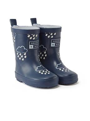 GRASS & AIR Kids Navy Colour Revealing Wellies 4 Infant - Image 4
