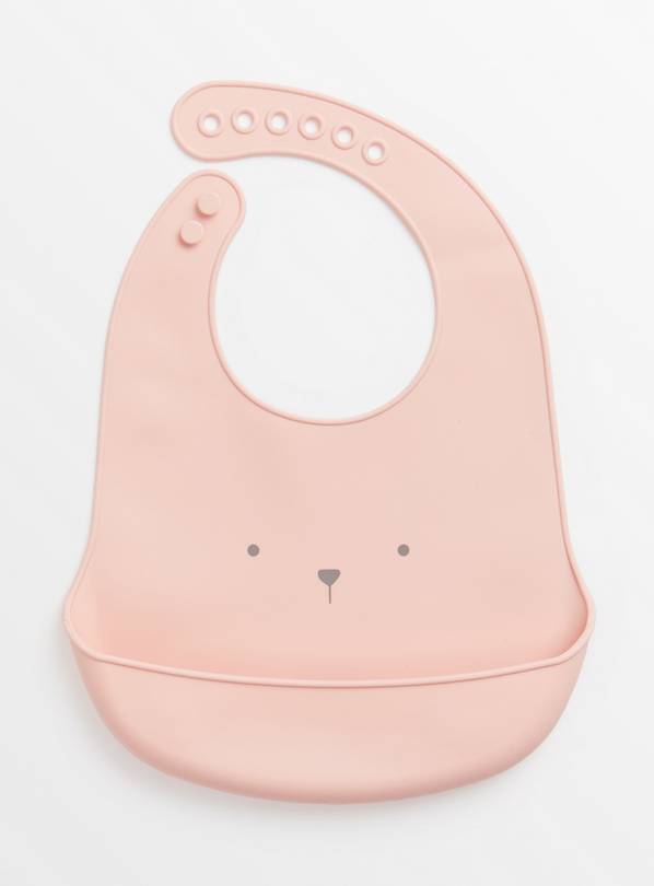 Buy Pink Silicone Bib One Size Bibs and muslin squares Argos