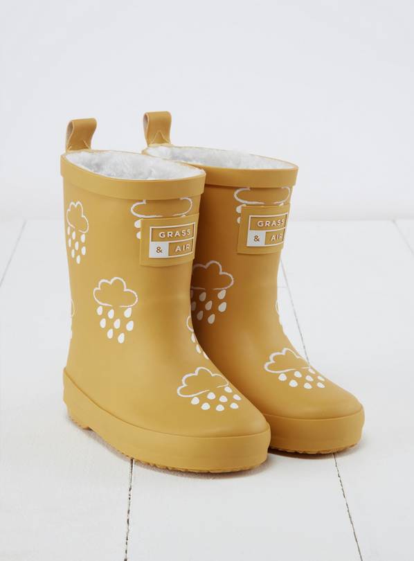 GRASS & AIR Ochre Colour Changing Kids Winter Wellies 4 Infant