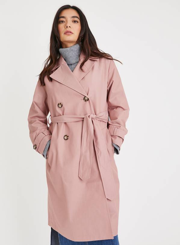 Colour Block Trench Coat - Neutral with Stripe