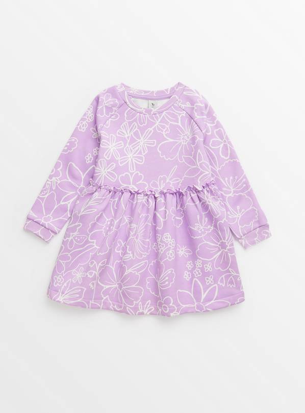 Lilac Print Sweatshirt Dress 1-1.5 years