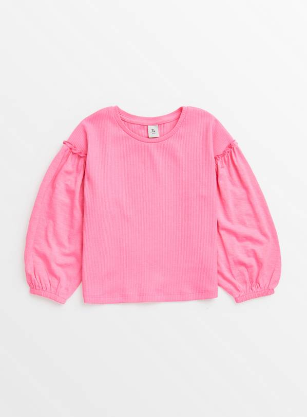 Bright Pink Ribbed Long Sleeve Top 1.5-2 years