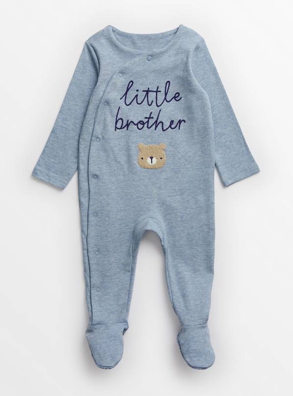 Blue Little Brother Slogan Sleepsuit Up to 3 mths