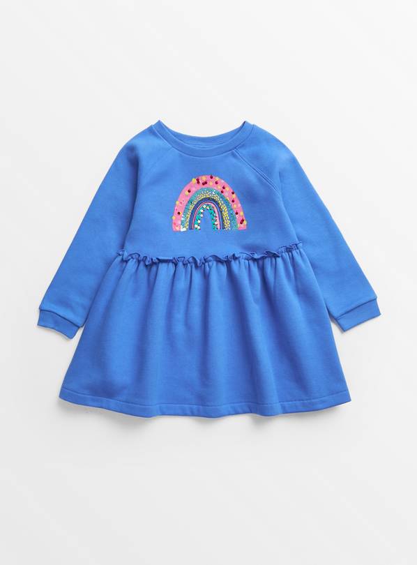 Blue Rainbow Sweatshirt Dress 1.5-2 years