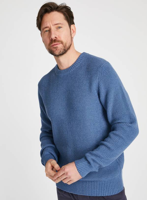 Buy Blue Ribbed Knit Jumper L | Jumpers and cardigans | Tu