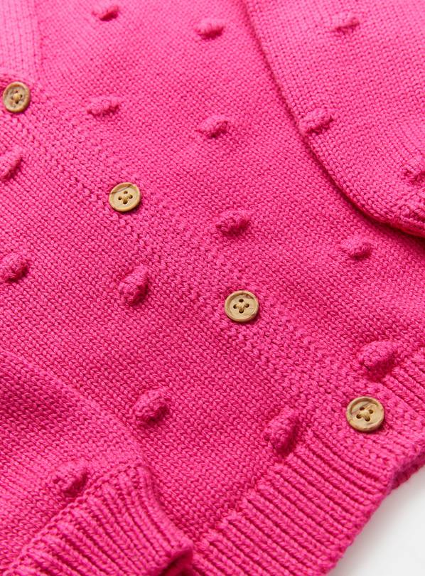 Cable Bobble Short Cardigan – Pink