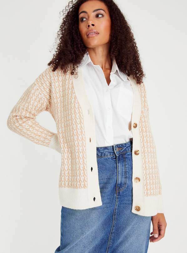 Buy Cream & Oatmeal Jacquard Cardigan 24 | Cardigans | Tu