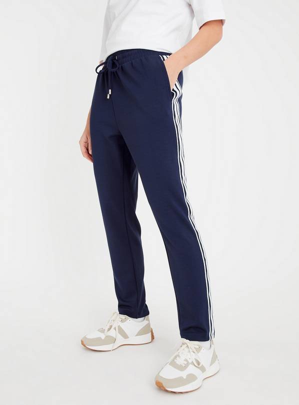 Navy blue joggers with sales white stripe