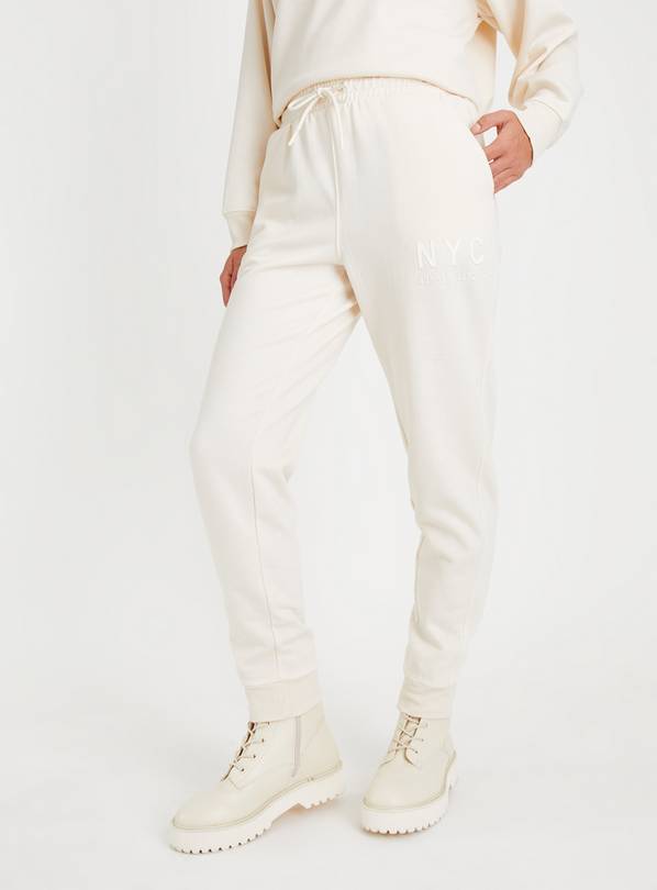 White discount cream joggers