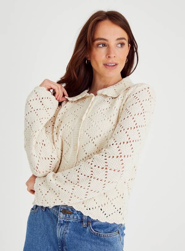 Buy Cream Pointelle Collared Cardigan 12 Cardigans Argos