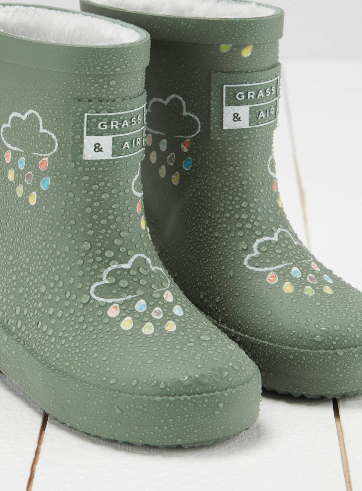 GRASS & AIR Khaki Green Colour Changing Kids Winter Wellies 4 Infant - Image 3