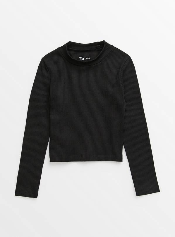 Black High Neck Long Sleeve Cropped Top 6 years