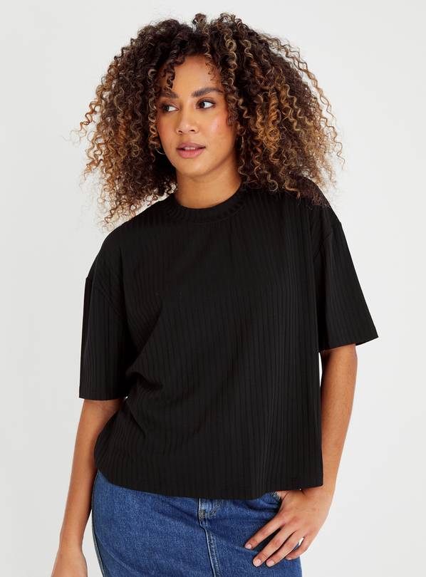 Black Ribbed Boxy T-Shirt 12