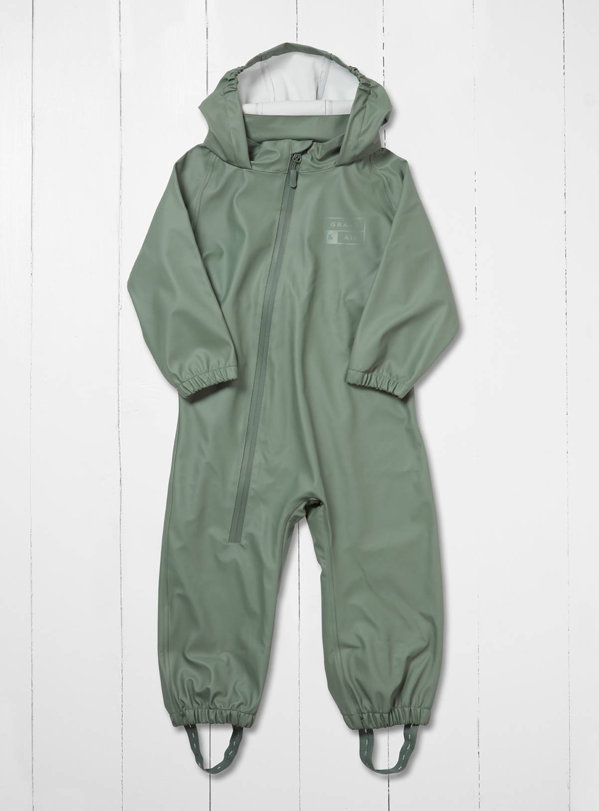 GRASS & AIR Little Kids Khaki Green Puddlesuit 9-12 months - Image 1