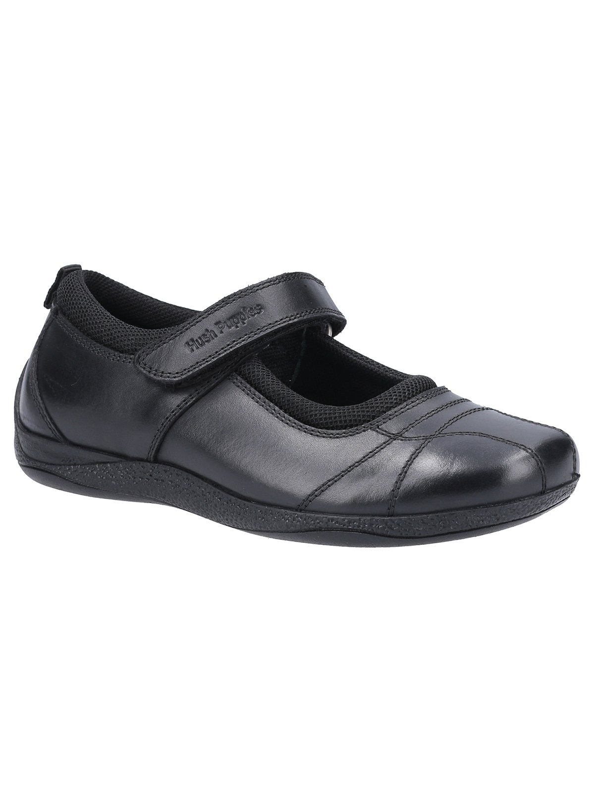 Black Black HUSH PUPPIES Clara Junior School Shoe - Hush Puppies by Sainsbury's