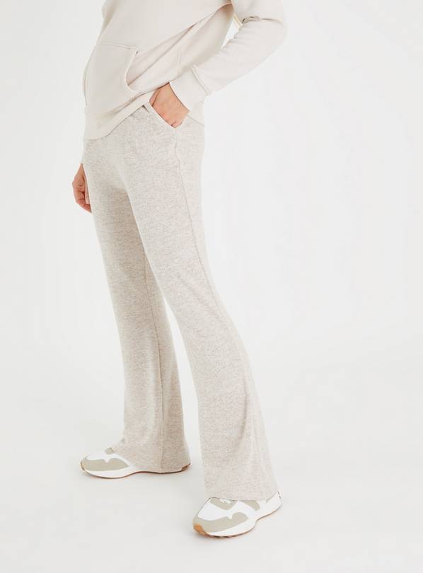 FLARED RIBBED PANTS - Gray marl