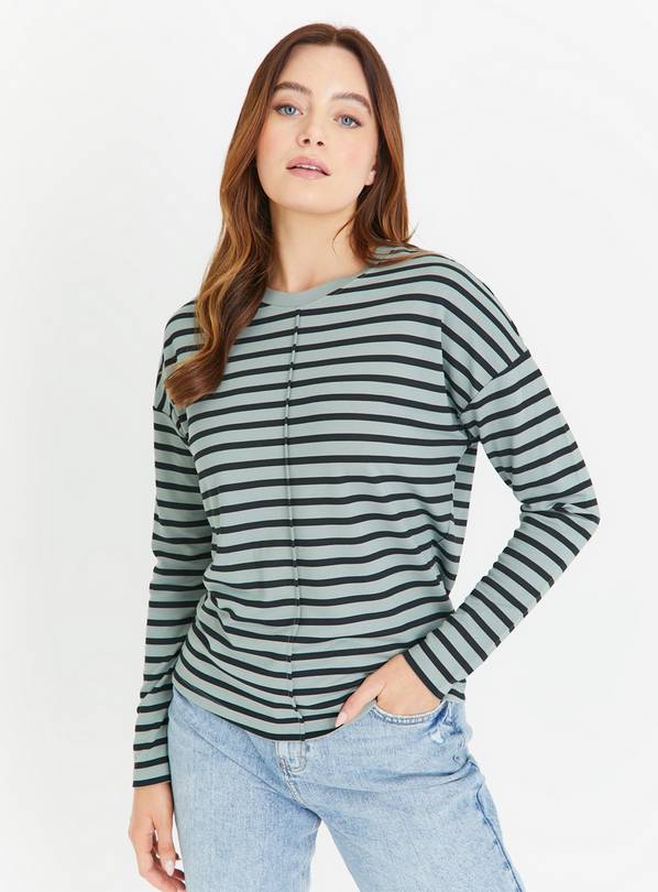 Buy Green Stripe Relaxed Fit Ponte Top 14 | T-shirts | Tu