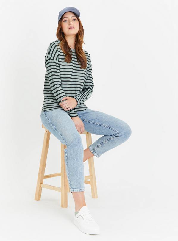 Buy Green Stripe Relaxed Fit Ponte Top 22 | T-shirts | Argos