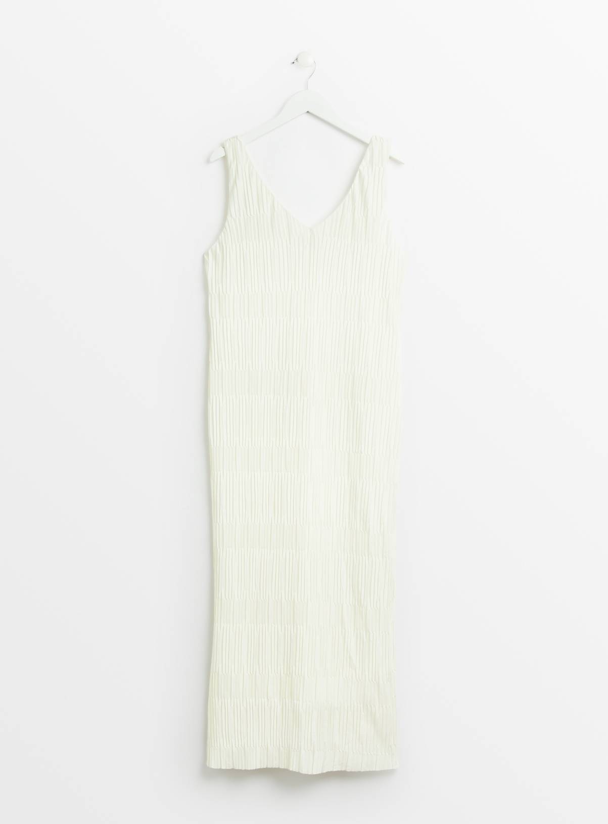 White V-Neck Plisse Dress 12 - Image 6