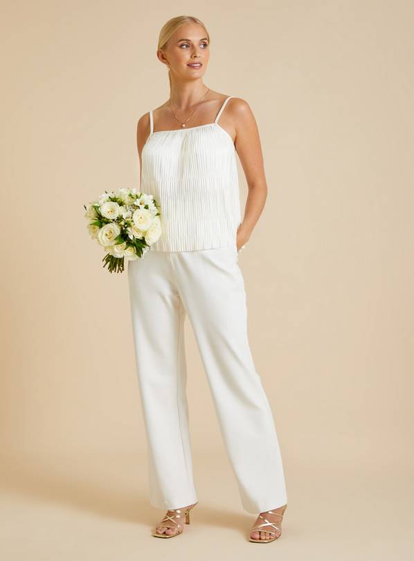 White Square Neck Plisse Cami 14