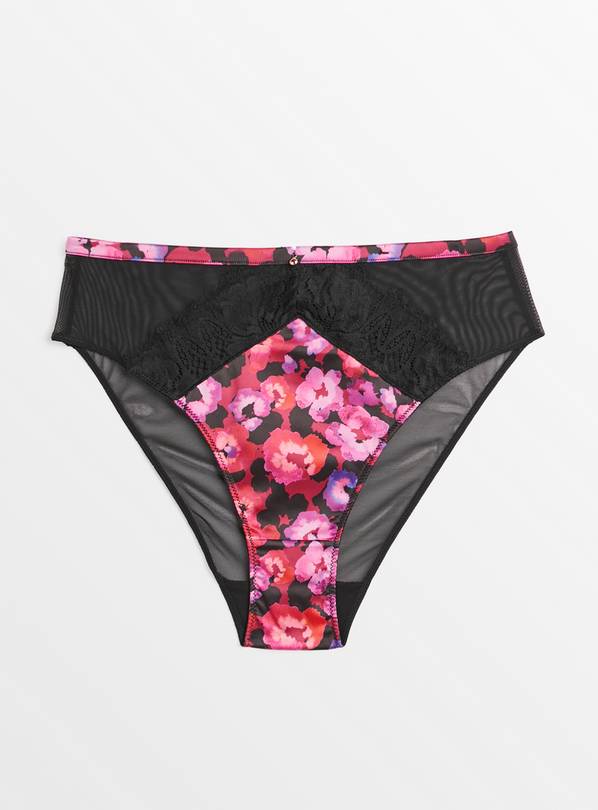 Buy Satin Floral Print Valentines Knickers 8, Knickers
