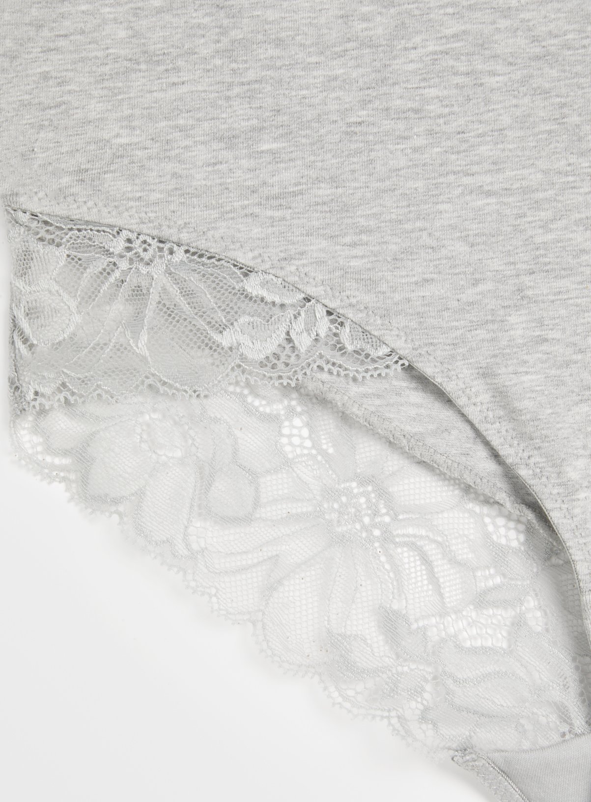 Grey Marl Floral Lace Cotton Full Brief Knickers 22 - Image 3 thumbnail
