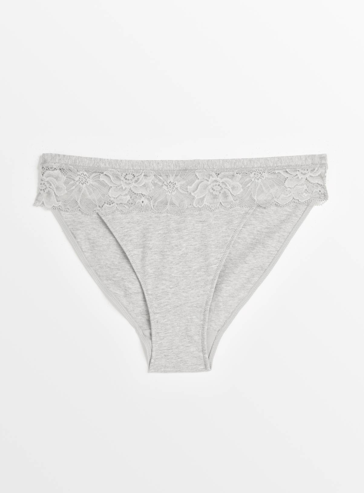 Grey Marl Lace High Leg Knickers 18 - Image 2