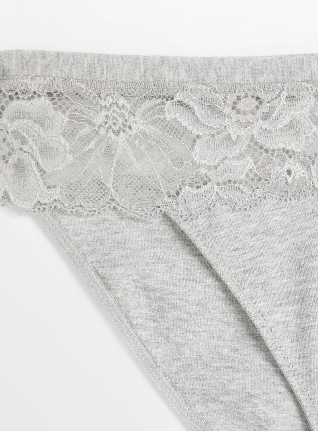 Grey Marl Lace High Leg Knickers 18 - Image 3