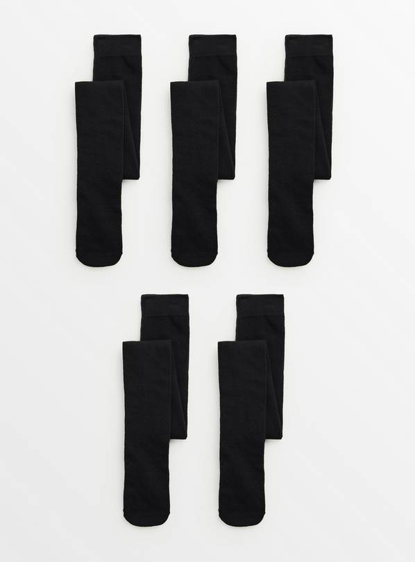 Black Super Soft Seamless Tights 5 Pack 11-12 years