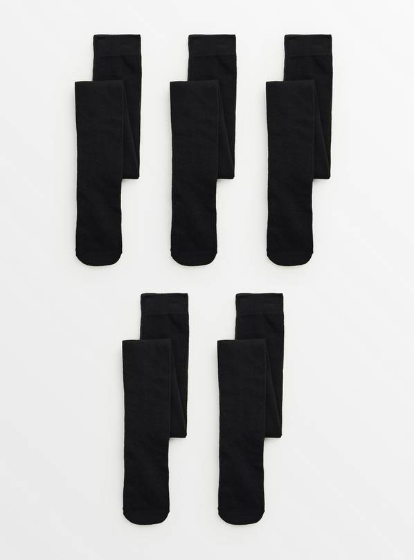 Black Super Soft Seamless Tights 5 Pack 3-4 years