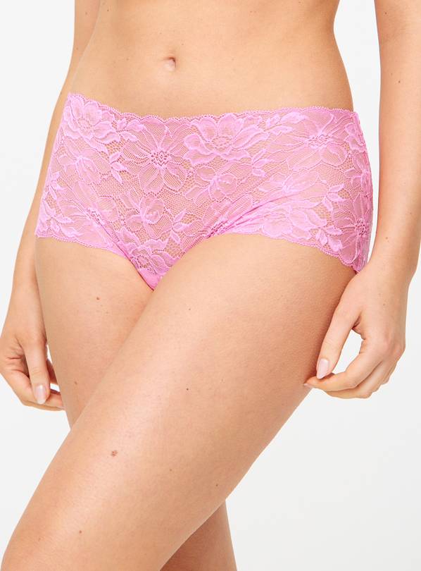 Pink Floral Lace Shorts Knickers 10