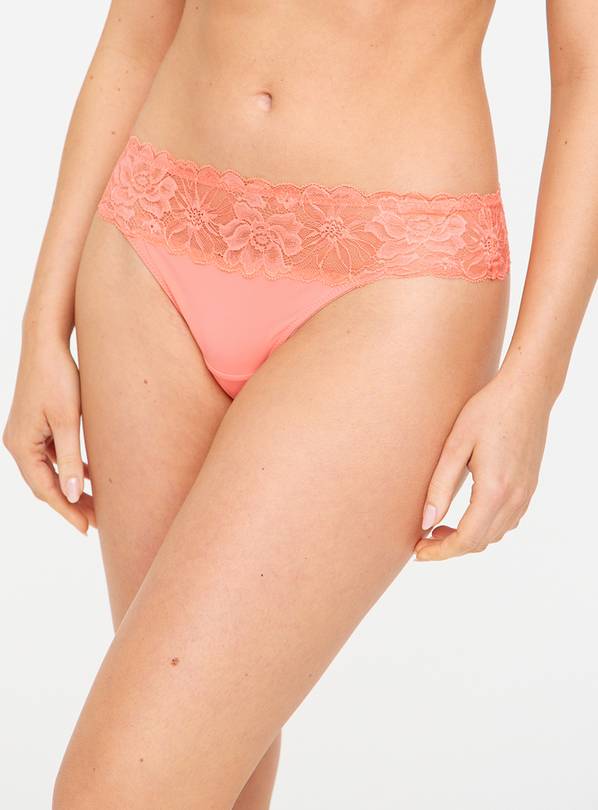 Coral Floral Lace Thong  8