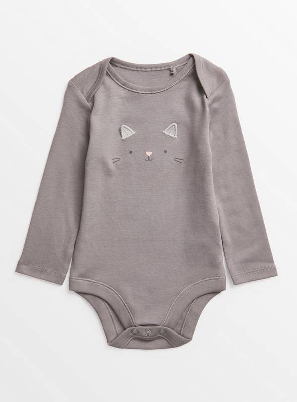 Grey Cat Face Bodysuit Up to 3 mths