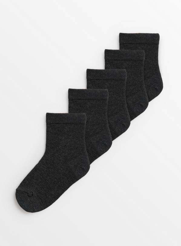 Plain Grey Socks 5 Pack  4-6.5