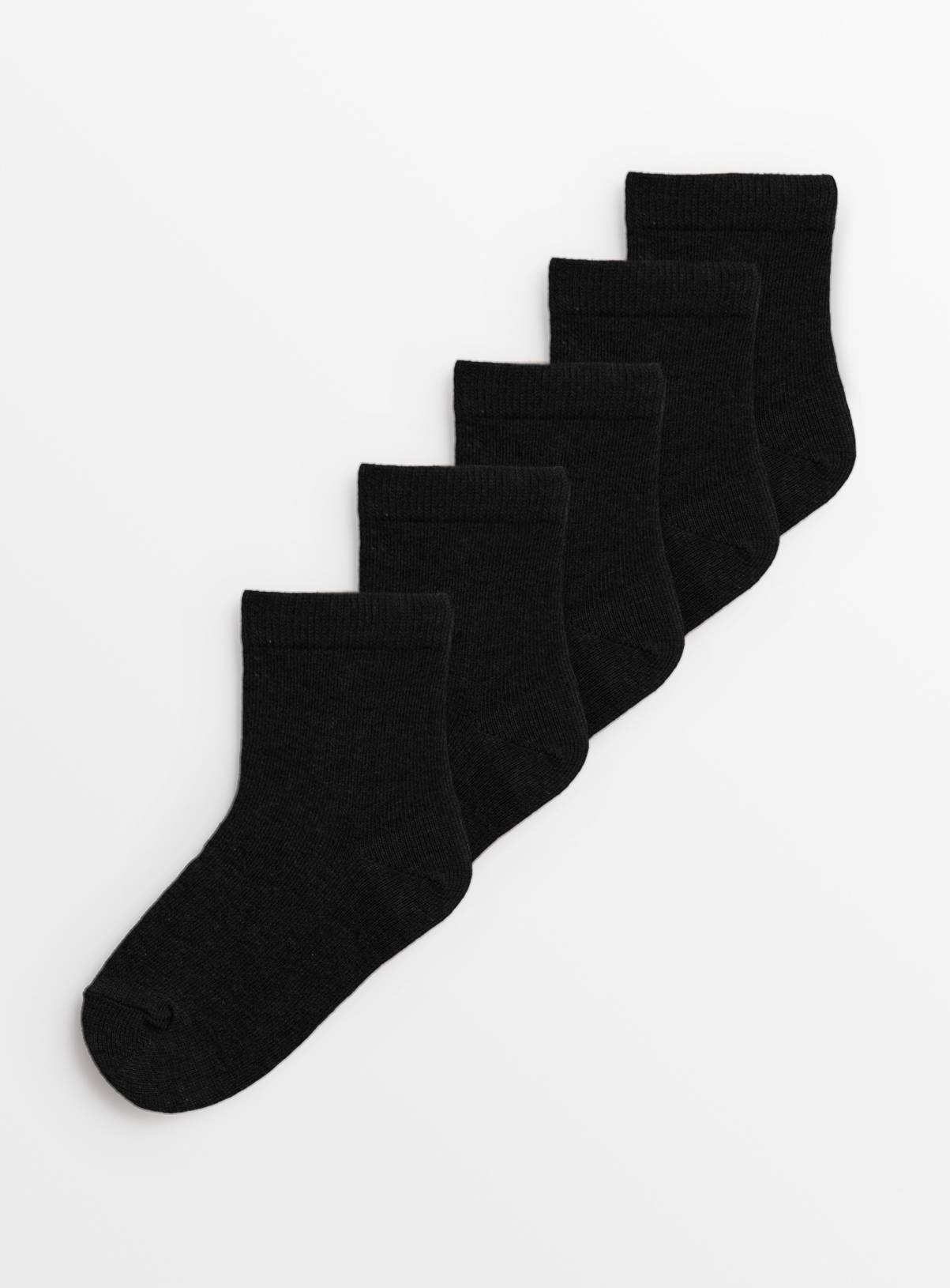 Plain Black Socks 5 Pack  9-12 Infant - Image 1