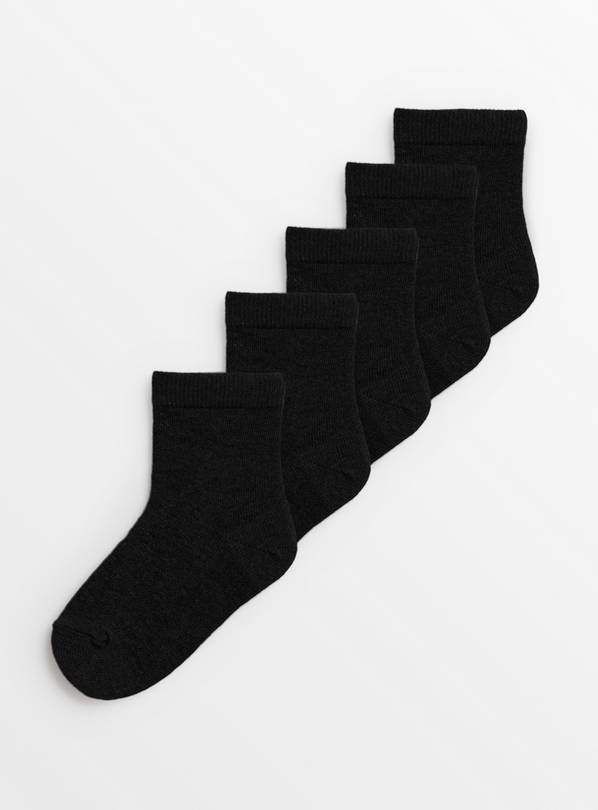 Plain Black Socks 5 Pack  6-8.5