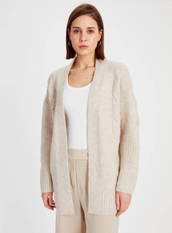 Oatmeal Open Front Knit Cardigan